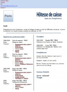 Exemple de cv pour être caissière 