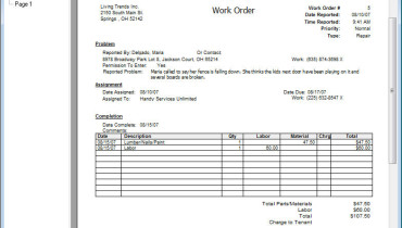 exemple de work order