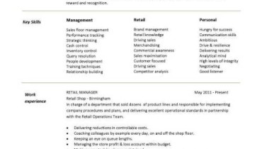 exemple de cv 1 page