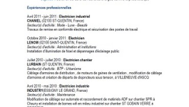 exemple de cv electricien batiment