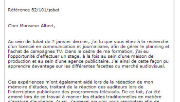 exemple de reponse a une offre d emploi par mail