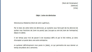 exemple de lettre de demission